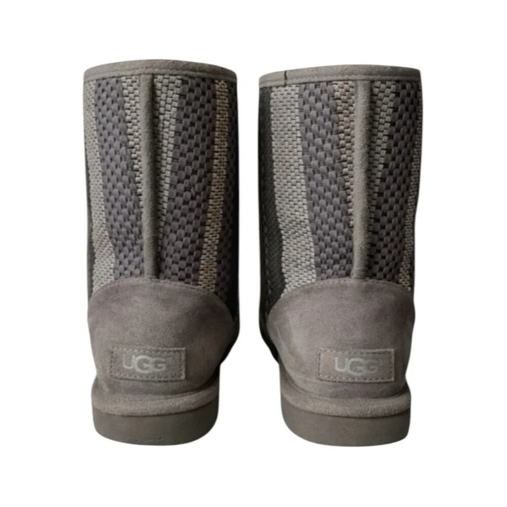 Ugg Classic Short Woven Women’s Charcoal Winter Boots Sz 7 #1010551